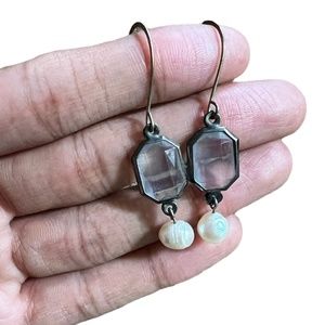 Rhinestone faux pearl earrings